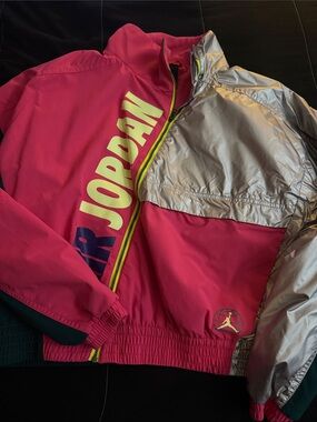 Jordan Pink and Silver Jacket with Yellow Accents